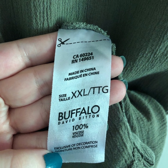 Buffalo David Bitton Plus Size Army Green Short Sleeve Top - Picture 7 of 8